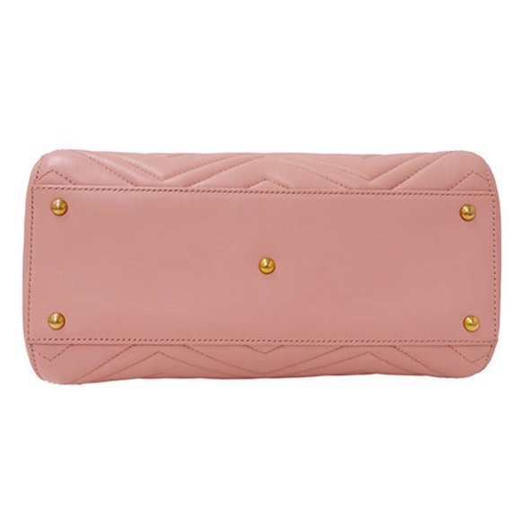 GUCCI Bag Women's Handbag Shoulder 2way Leather GG Marmont Pink 448054 Quilted - Picture 4 of 16
